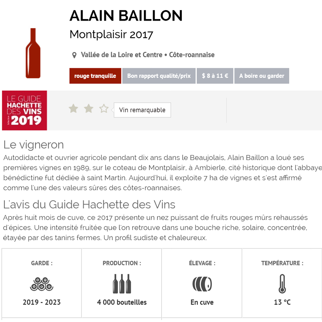 Guide Hachette 2019 Alain Baillon